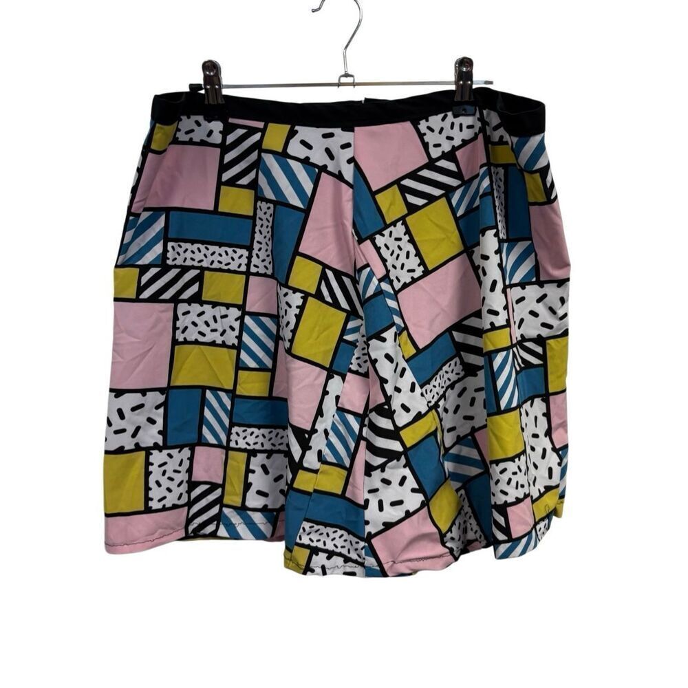 Multicolored color block patterned skirt
